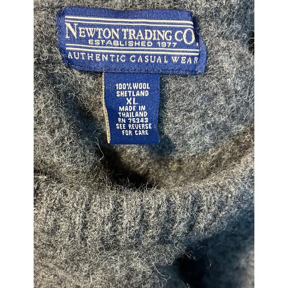 Newton Trading Co. 100% Shetland Wool Sweater Men’s X-Large Gray Grandpa Preppy - Picture 5 of 7